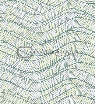 Vintage Hand-drawn Vector Pattern with Wave, Line and Triangle 