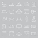 Home electrical appliances thin lines icon set