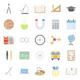 Education and school color flat icons set