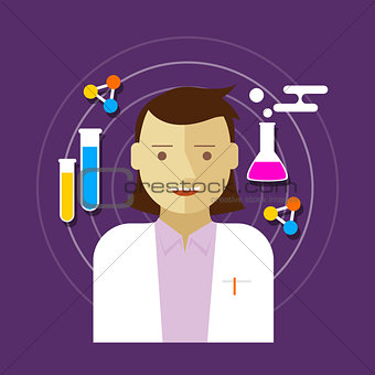 chemist scientist lab vector illustration woman