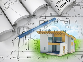 House on abstract background