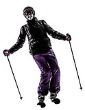 one woman skier skiing silhouette