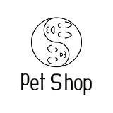 Cat and dog like Yin Yang, sign for pet shop logo