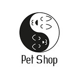 Cat and dog like Yin Yang, sign for pet shop