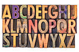alphabet abstract in vintage wood type