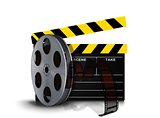 Film reel roll with clapperboard