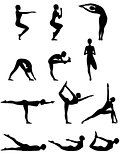 Abstract silhouettes of female yoga poses