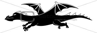 Cartoon dragon, silhouette