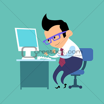 Businessman working on a computer in the offic