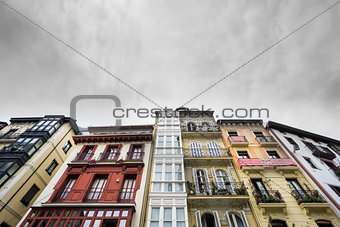 Houses in Bilbao with athletic team flags