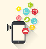 Smartphone device with applications (app) icons, modern flat