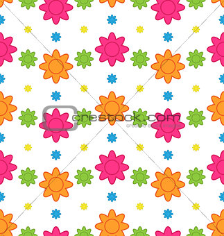 Seamless Floral Pattern with Colorful Flowers, Beautiful Pattern
