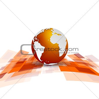 Shiny motion tech vector background with globe