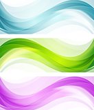 Abstract bright shiny waves. Vector banners