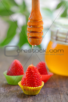 strawberry with  honey 