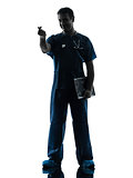 doctor man silhouette standing full length gesturing money