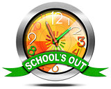 Schoolâs Out - Metal Icon with Clock