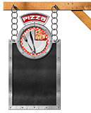 Pizza Menu - Empty Blackboard with Chain