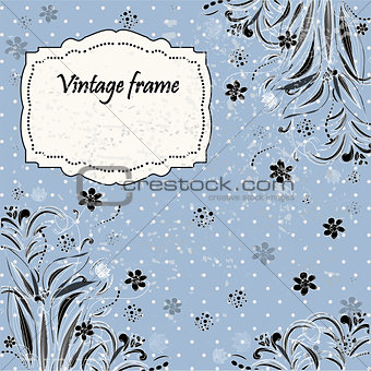 Invitation cards in a retro style with flowers background