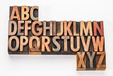 alphabet abstract in wood type