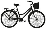 Black vector silhouette of a bicycle with a basket