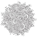 Asian ethnic floral retro doodle background pattern circle in vector.