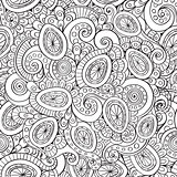 Outline abstract floral doodle pattern.
