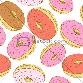 Sketch tasty donut in vintage style