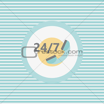 Around the clock, seven days a week color flat icon