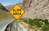 Rock Slide Area Warning Sign