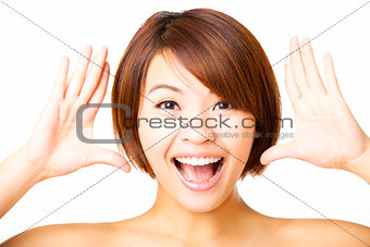  happy and beautiful young woman face