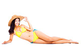 Full length  beautiful young woman posing in bikini