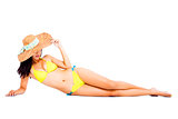 Full length  beautiful young woman posing in bikini