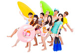 summer, beach, vacation, happy young group travel concept