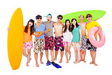  happy young group enjoy summer vacation concept