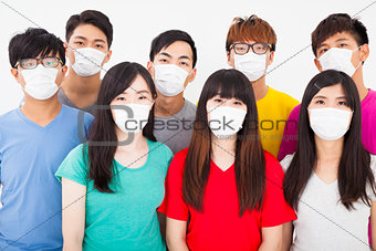 young student group wearing a mask