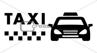 black taxi car on white background