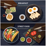 breakfast and street food banner