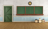 Empty retro classroom 