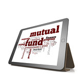 Mutual fund word cloud on tablet