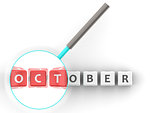October puzzle with magnifying glass