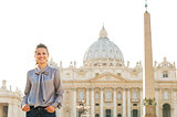 Portrait of smiling woman in Vatican City in Rome