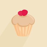Sweet flat vector cake with long shadow