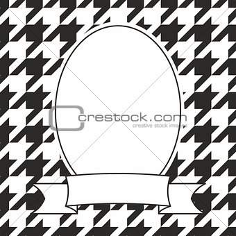 Hand drawn vector frame on houndstooth black and white background