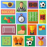 Soccer Flat Icon Set