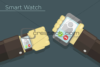 Vector smart watch and smartphone concept 