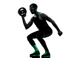 man crossfit  weight disk exercises fitness silhouette