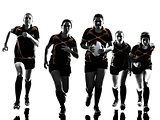 rugby women players team silhouette