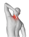 3D man holding neck in pain