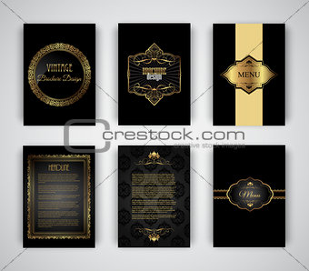 Gold and black brochure and menu templates